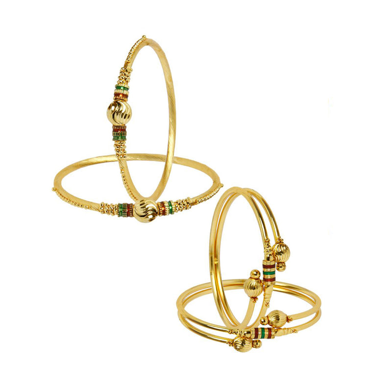 Combo of  4 Royal Style Broad Gold Plated Bangle