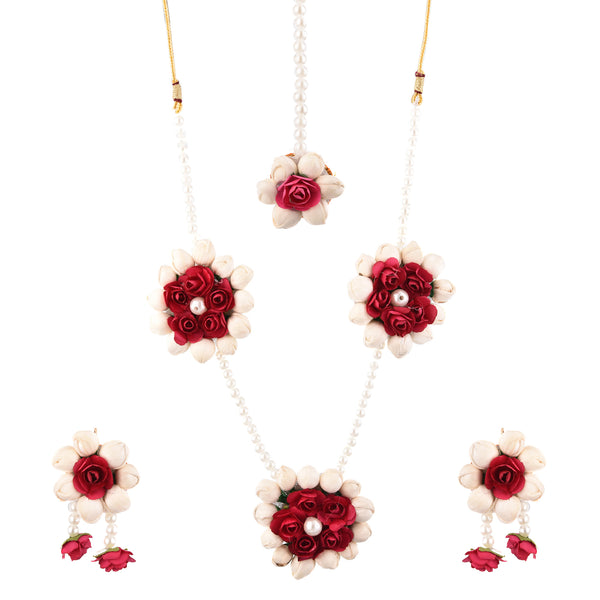 Floret Gota Patti Necklace, Earrings, Bracelet & Maang Tika (Mehandi/Haldi)