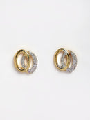 ZENEME Gold-Plated & White AD-Studded & Beaded Oval Shaped Mangalsutra