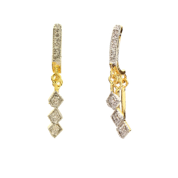 J Hoop Gold Plated American Diamond Studded  Earrings Jewellery