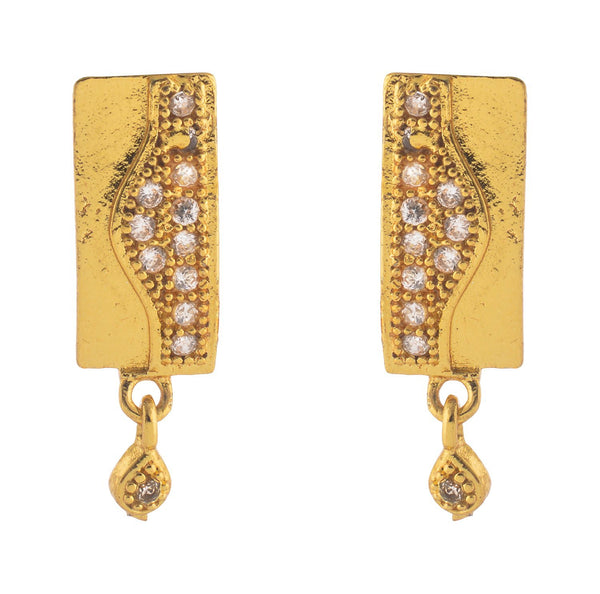 Rectangle Shaped Gold Plated American Diamond Studded  Jewellery