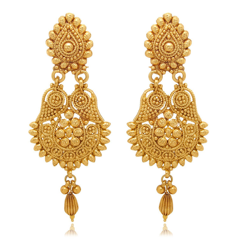 Gold Plated Brass Metal Stylish Shoulder Duster Dangle Bridal Earring