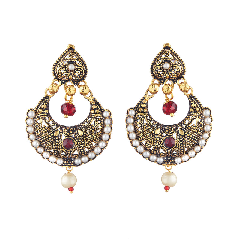 Oxidized Multicolour Gold Plated  Dangel Chandbali Earrings Jewellery