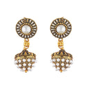 Oxidized Gold Plated  Pearl Engraved Teardrop Earring Jewellery