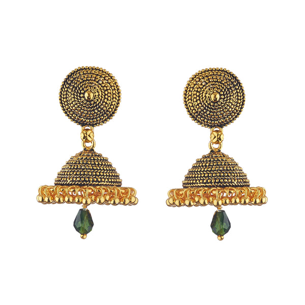 Traditional Oxidized Gold Plated Designer Bridal Earrings Jewellery