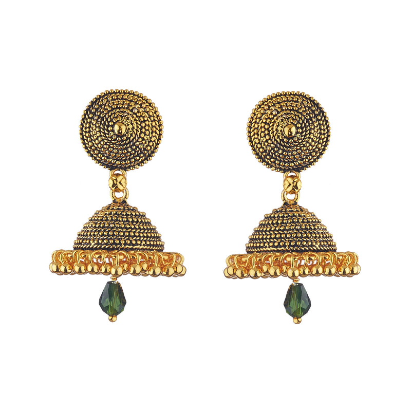 Traditional Oxidized Gold Plated Designer Bridal Earrings Jewellery