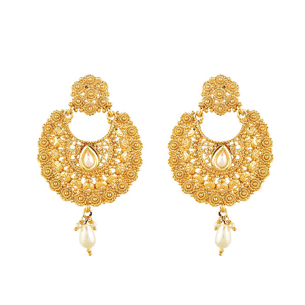 Kundan Desinger Gold Plated Dangle & Drop Jewellery Earrings