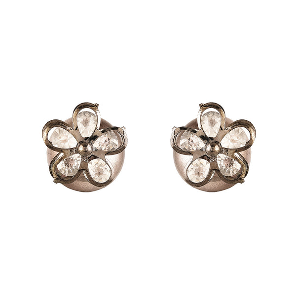 Flower Shaped  Plated Cz Diamond Designer Stud Earring Jewellery For Girl And Women
