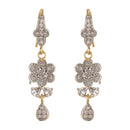 Gorgeous Pink Gold Plated American Diamond Studded Triangle Shaped  Cz Stone Drop Earrings