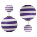 Blue White Strip Pearl Front Back Light Weight Trendy Earring Jewellery For Girl And Women