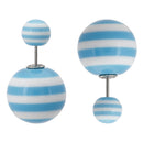 Blue White Strip Pearl Front Back Light Weight Trendy Earring Jewellery
