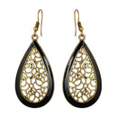 Gold Plated Black Contemporary Oxidised Earrings For Women