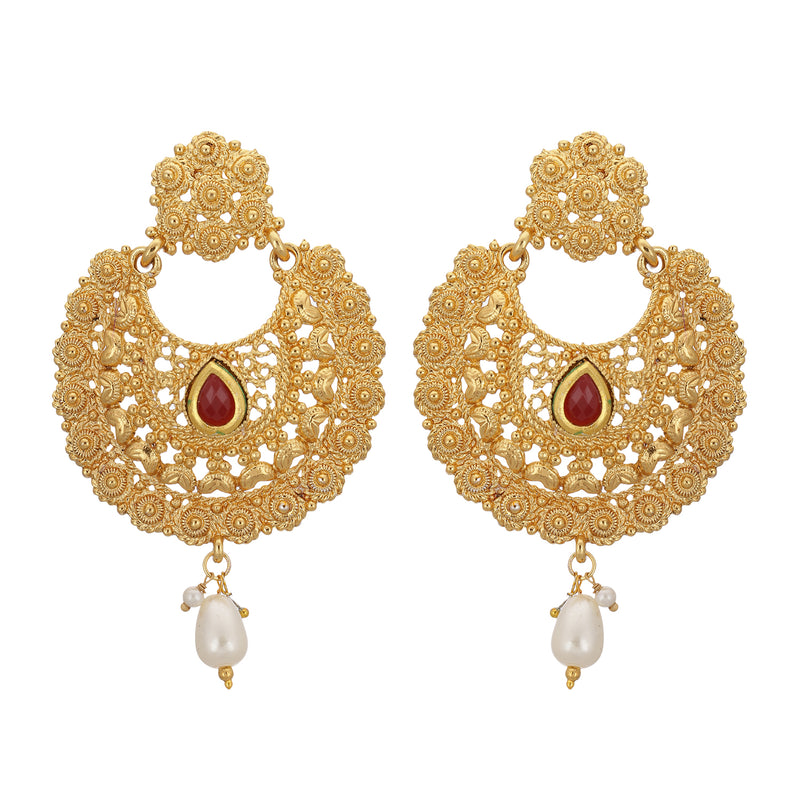 Gold Plated Kundan Desinger Dangle & Drop Jewellery Earrings For Women & Girls