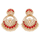 Oxidised Gold Tone Attractive Crystal & Pearl Chandbali Designer Earring Jewellery