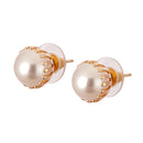 Earring Engraved Pearl Daily Office Wear Push Back Stud Jewellery For Girls and Women