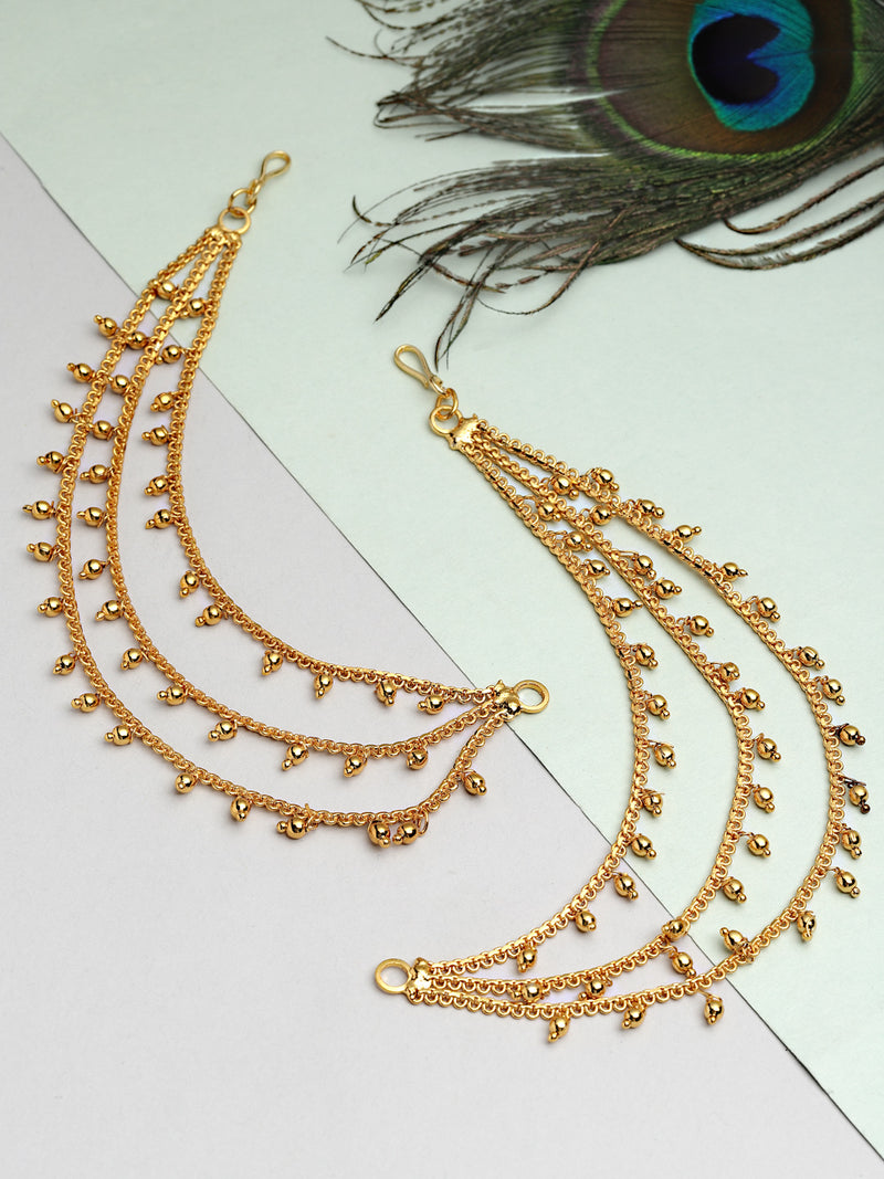 Gold-Toned Floral Shaped Gold-Plated Ear Cuff Earrings