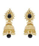 Gold Plated Copper Trendy Designer Pearl Studded Black Cz Stone Jhumki Aashiqui 2 Style Earring Jewellery
