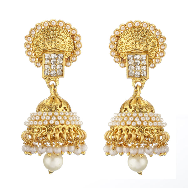 Stylish And Trendy Gold Plated Pearl Jhunmka Jhumki Earrings