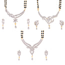 combo set of 3 Trendy American Diamond Gold Plated Mangalsutra with Chain for Women