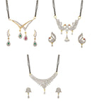 Combo of 3 American Diamond Gold Plated Mangalsutra  Pendant with Chain for Women