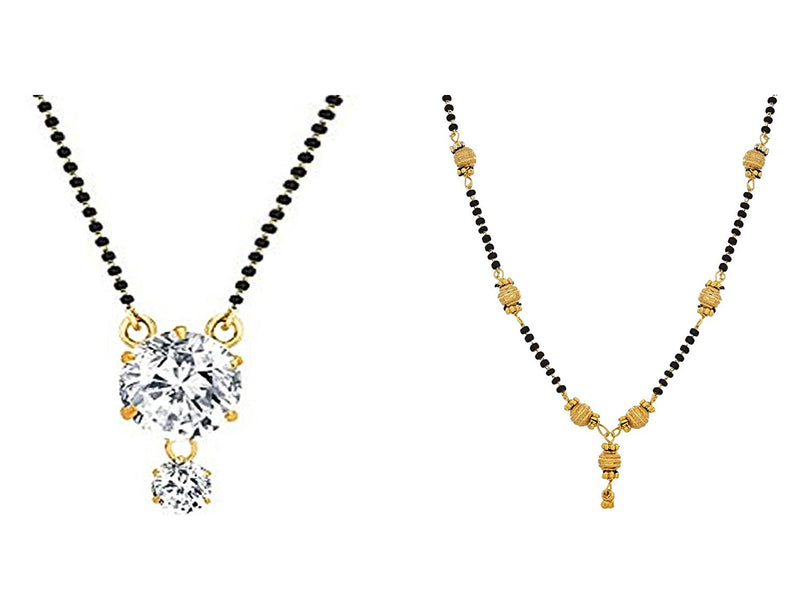 Combo of 2 Gold Plated & American Diamond Mangalsutra Necklace for Women