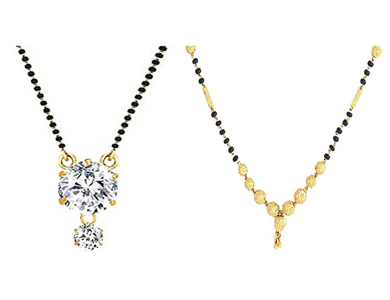 Combo of 2 Gold Plated & American Diamond Mangalsutra Necklace