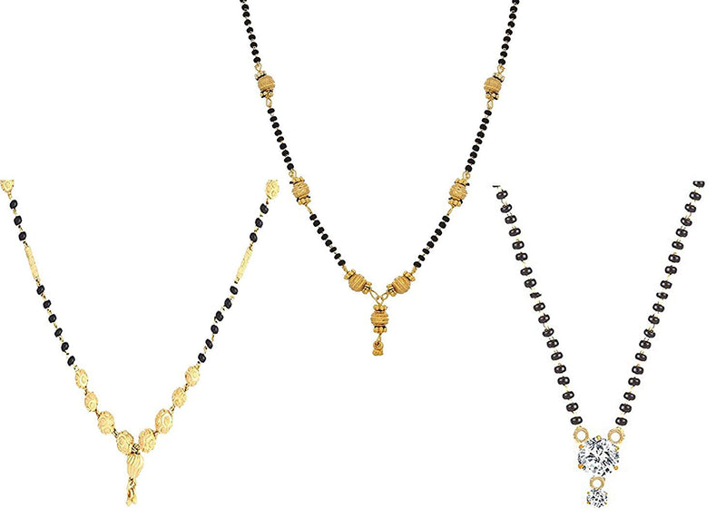 Combo Of 3  Gold Plated Mangalsutra Pendant with Chain