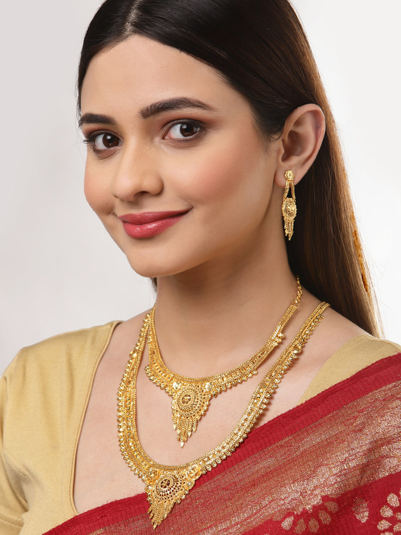 Gold-Plated Textured Jewellery Set Combo